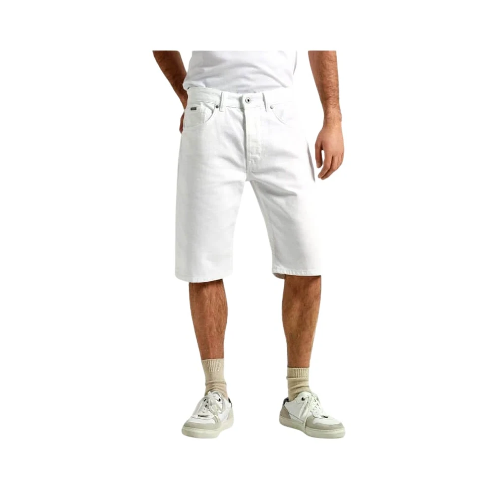 Pepe Jeans Witte Denim Bermuda Shorts White Heren