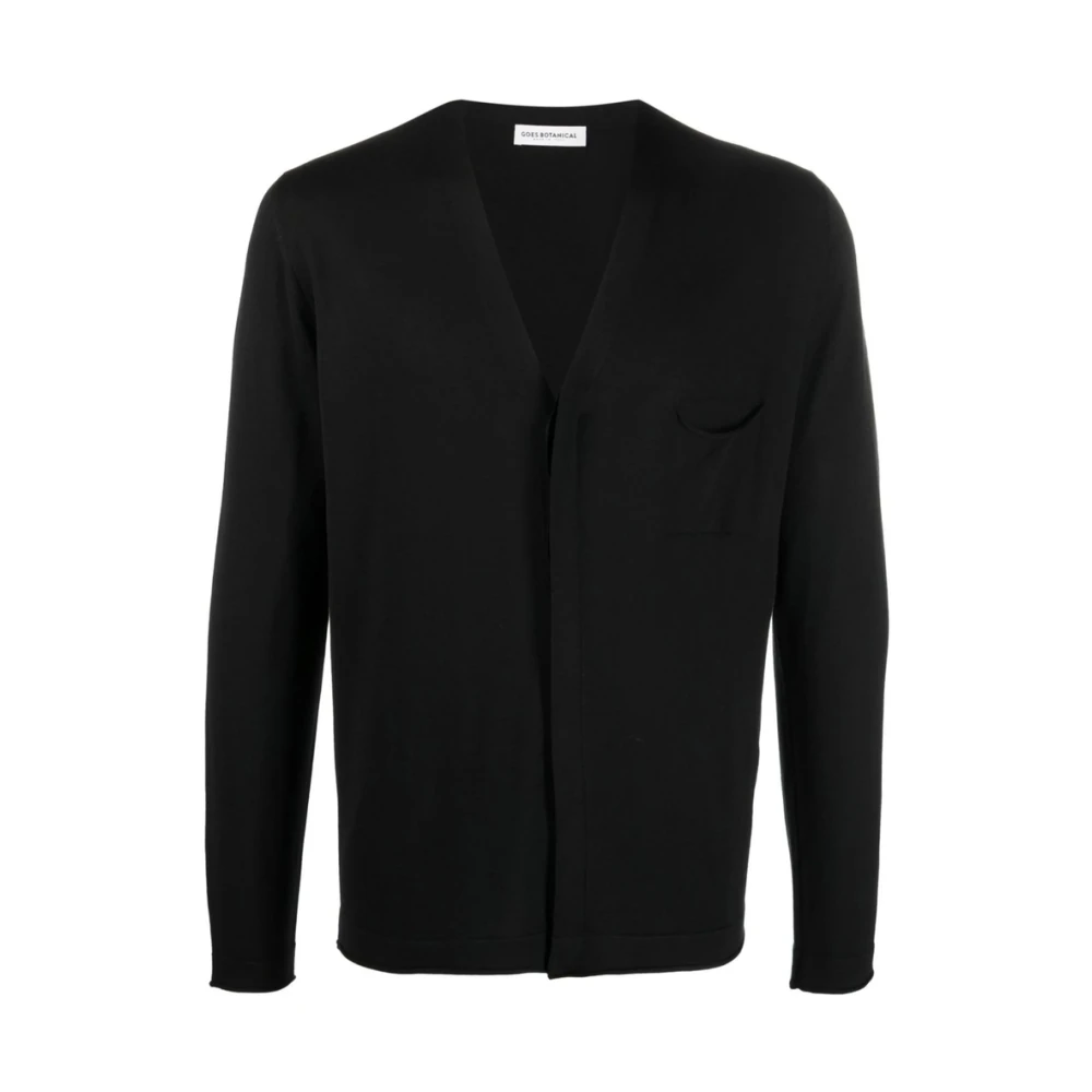 Goes Botanical Black Cardigans, Male, M, V-Neck Cardigan