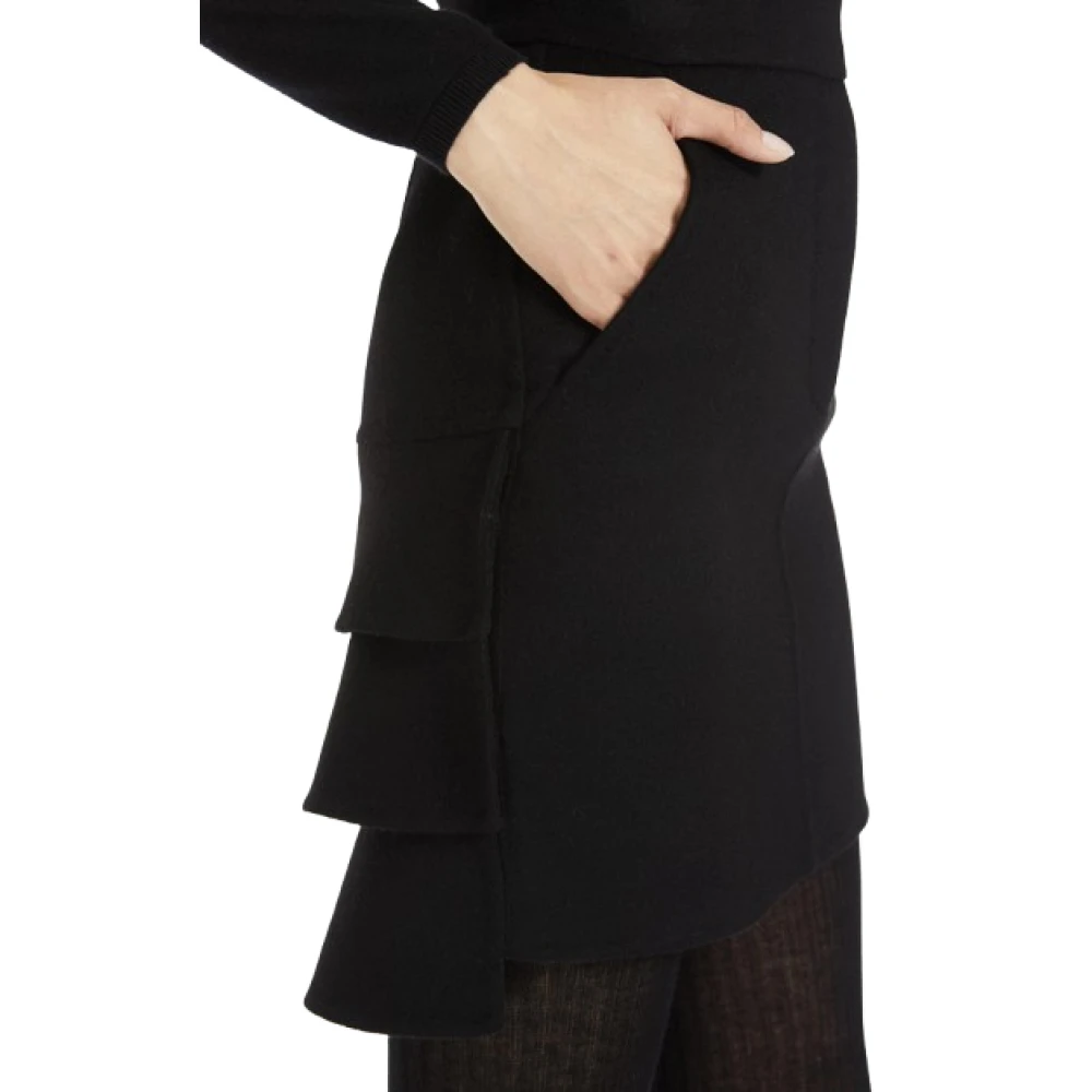 Max Mara Zwarte Kameel Rok met Ruches Black Dames
