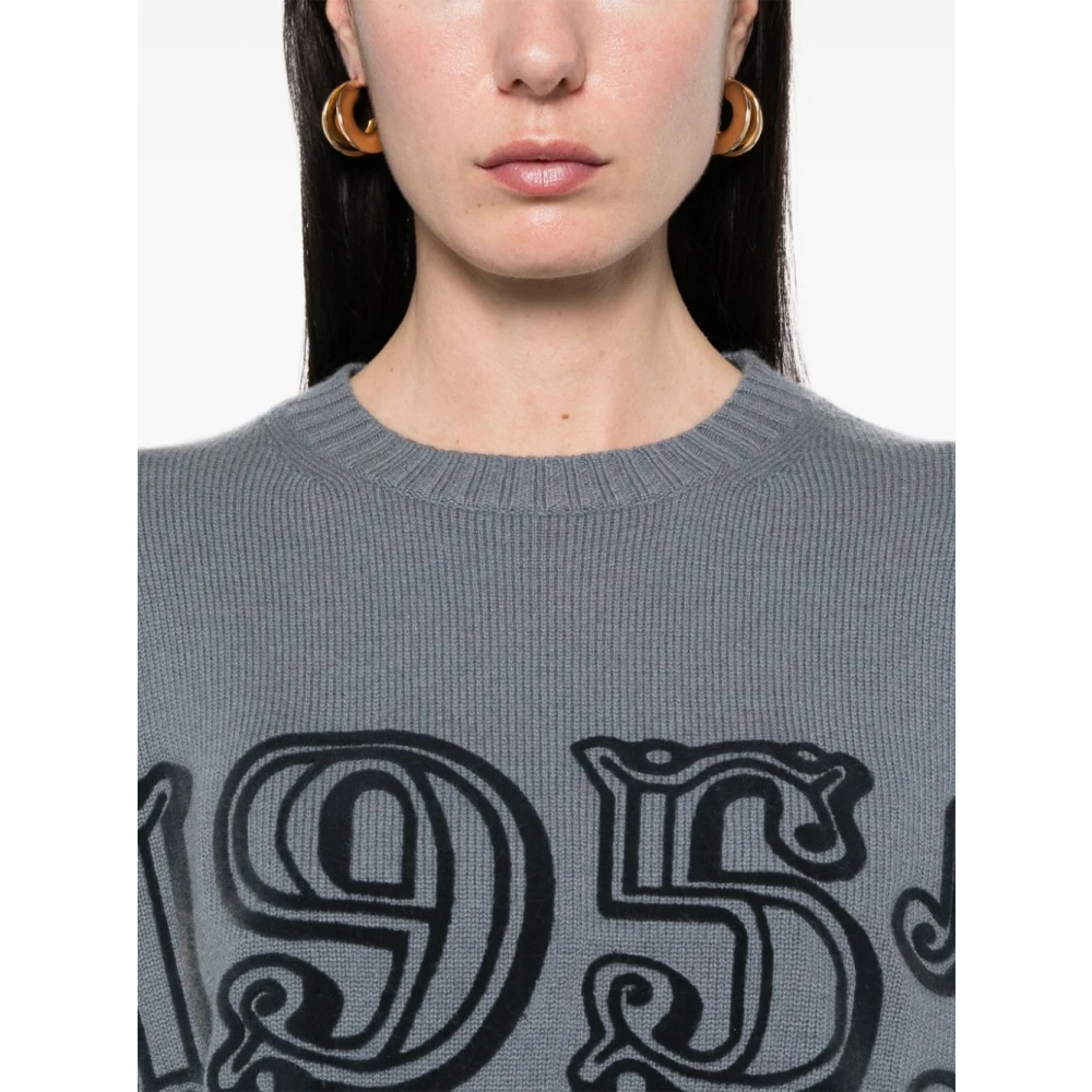 Max Mara Grijze Sweater met Geribbelde Zoom Gray Dames