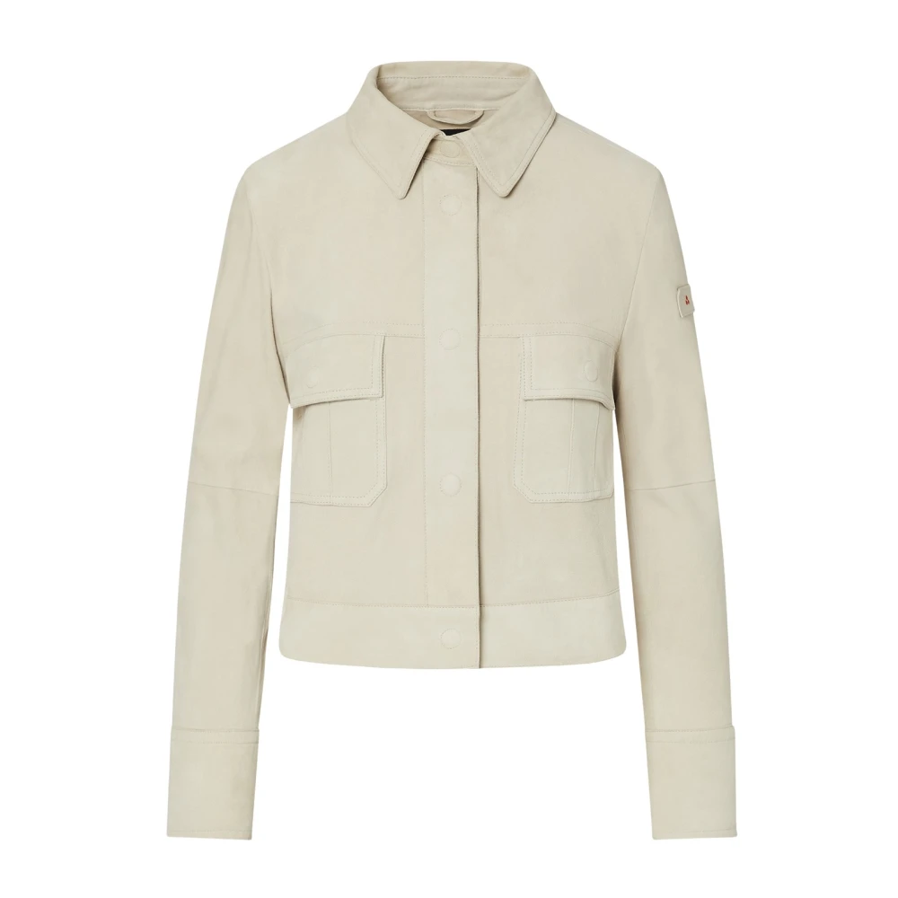 Peuterey Women's White Light Jackets, L, Sands Suede Jacket