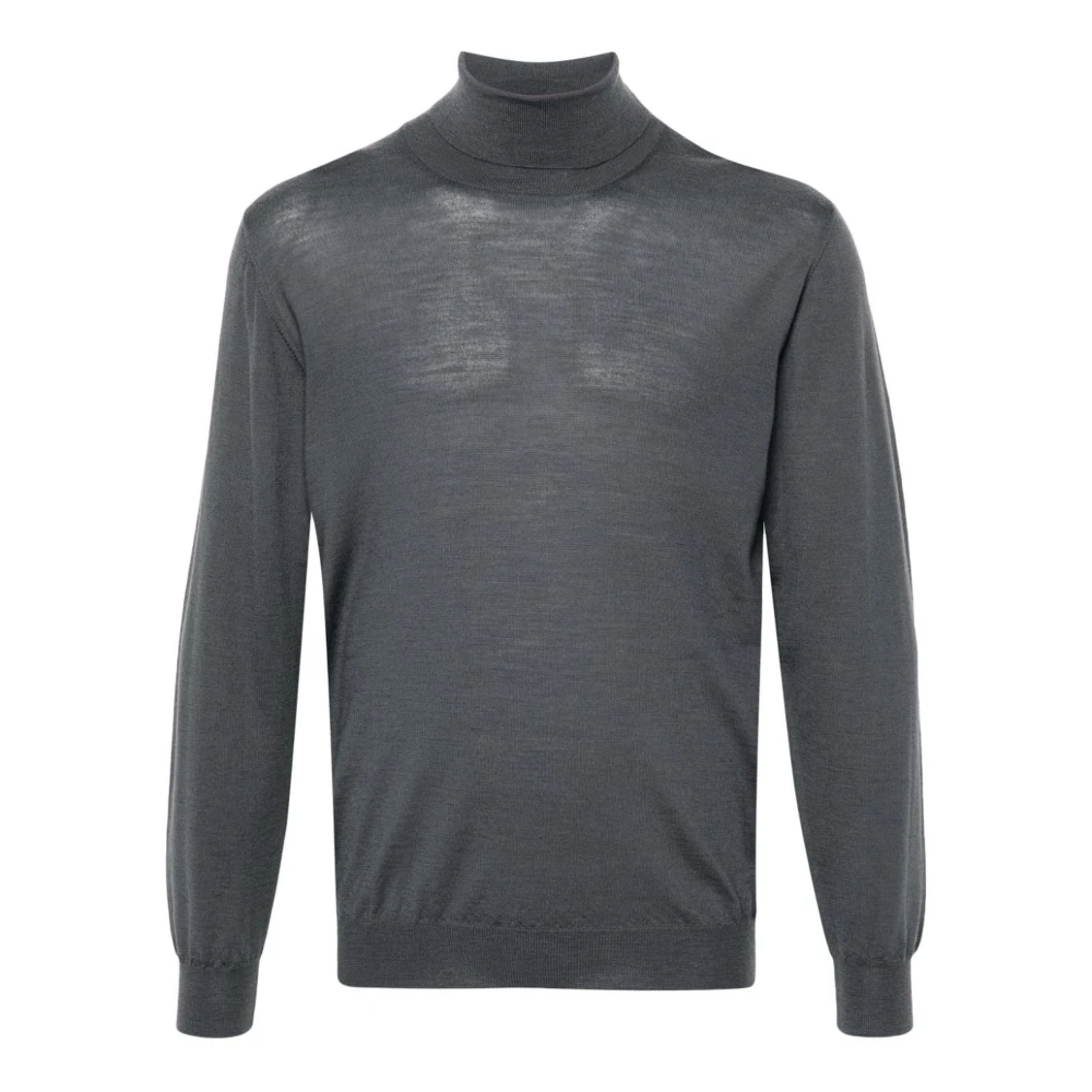 Fedeli Grijze Derby Sweater Virgin Wool Gebreid Gray Heren