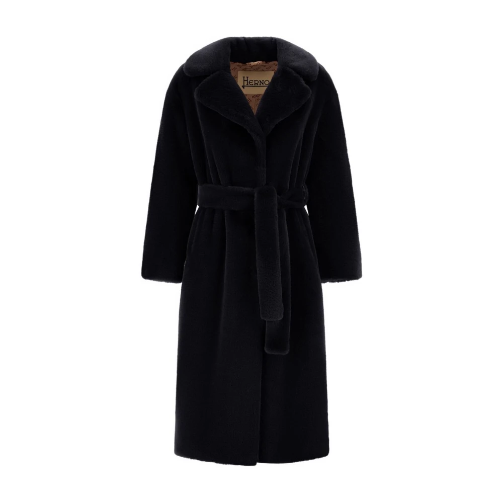 Herno Women's Black Belted Coats, Xs, Belted Single-Breasted Coat