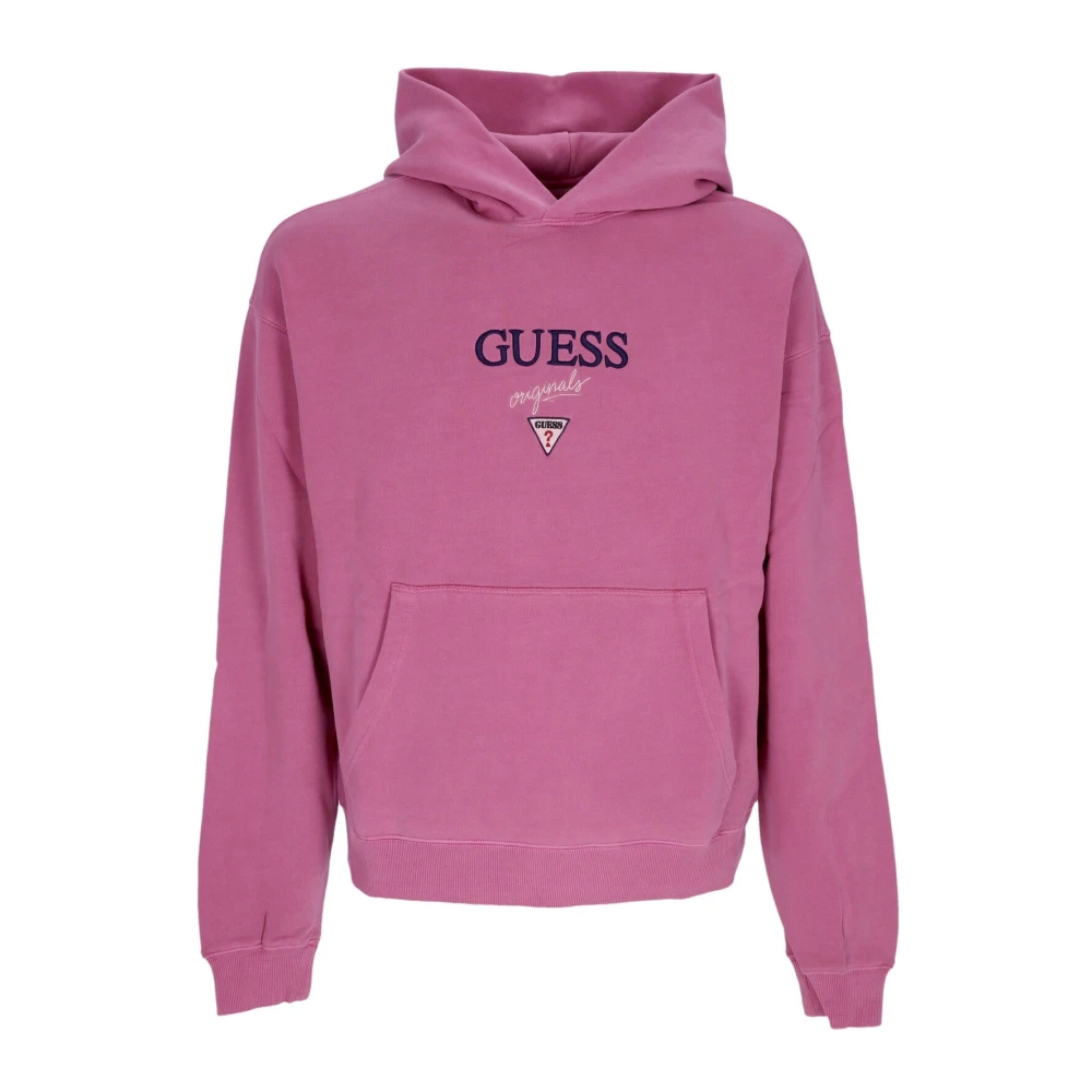 Guess Distressed Logo Hoodie Longsleeve Sweatshirt Pink Heren