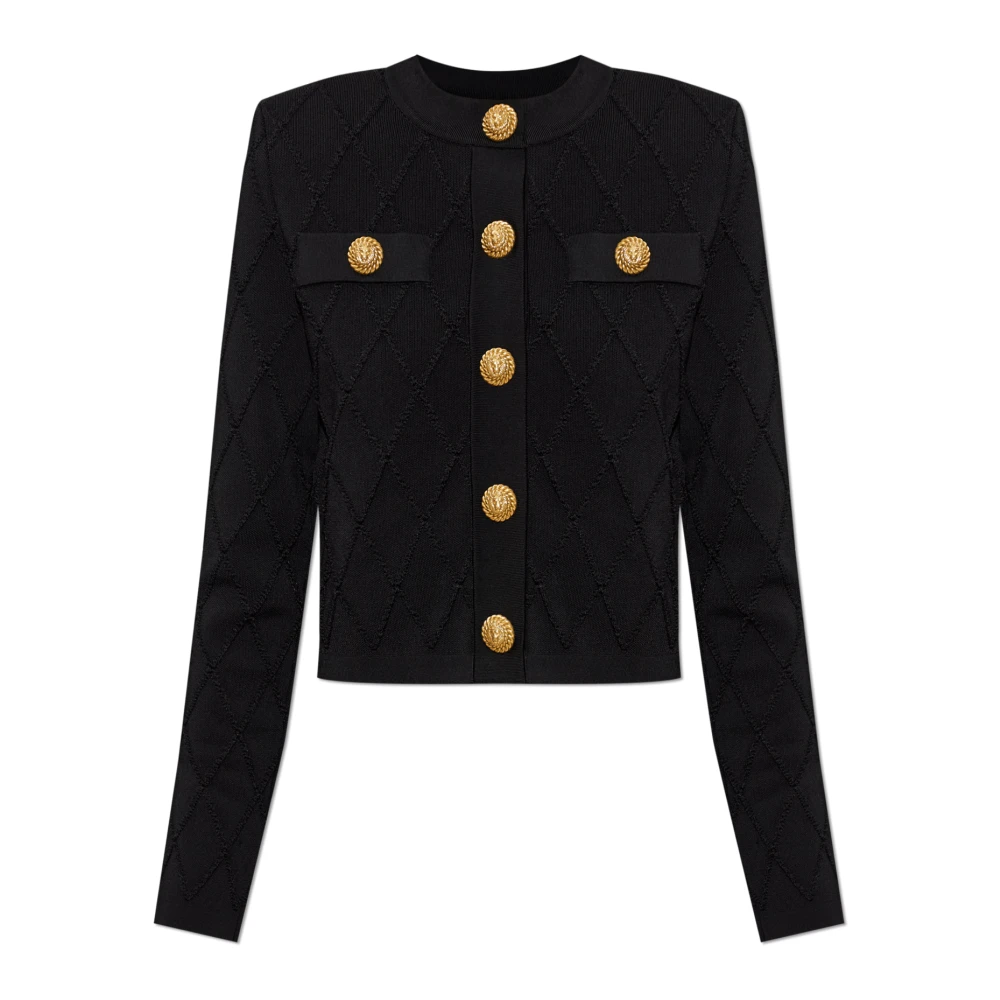 Balmain Donna Nero Cardigan Corto In Maglia - Immagine 3