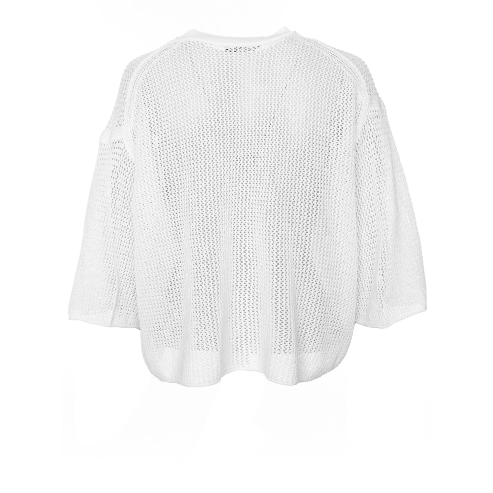 drykorn Gehaakt Gebreid Oversized Shirt White Dames