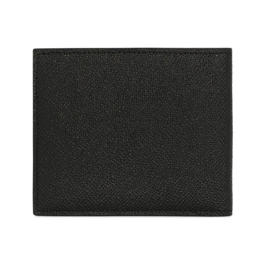 Dolce & Gabbana Zwarte Leren Portemonnee Bi-Fold Ontwerp Black Heren