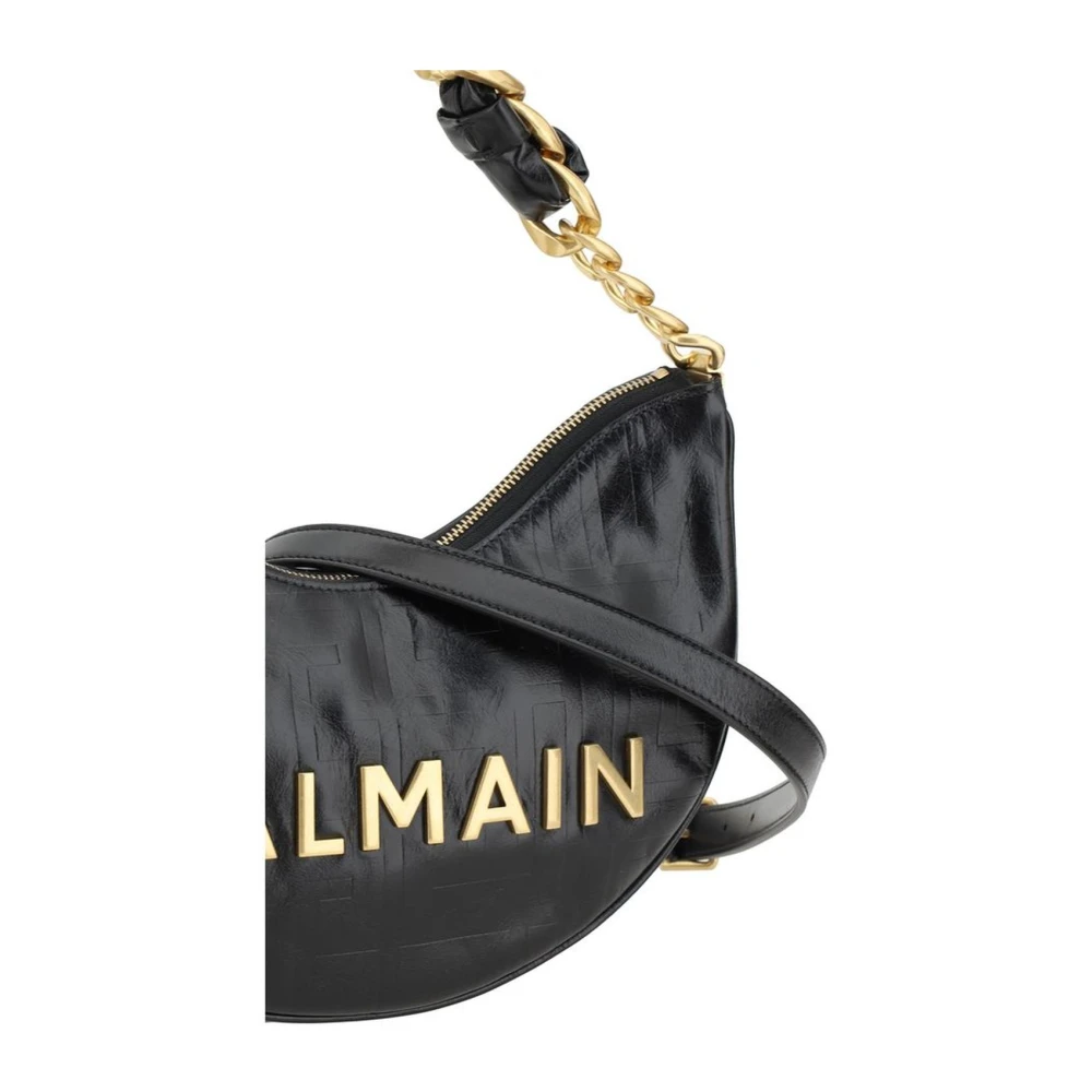 Balmain Stijlvolle Leren Schoudertas met Ketting Black Dames