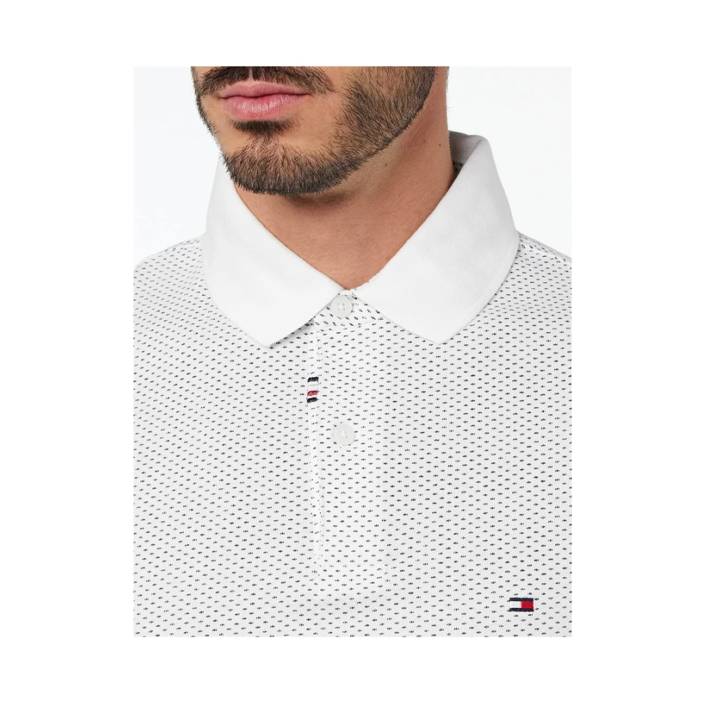 Tommy Hilfiger Micro Print Slim Polo Shirt White Heren