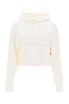 Monogrambroderad Cropped Hoodie