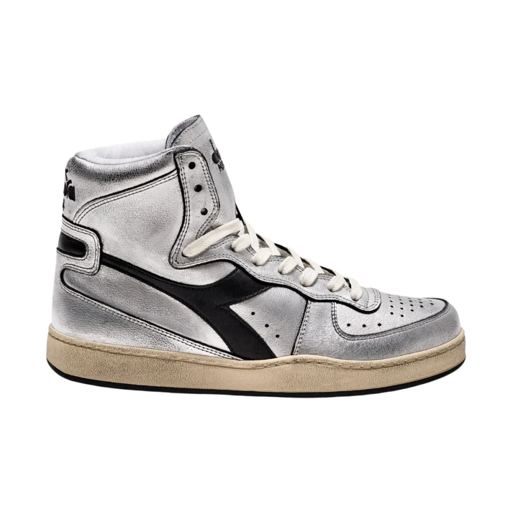 Diadora Premium Stone Washed Natuurlijk Leren Sneakers Dames Schoenen Grijs