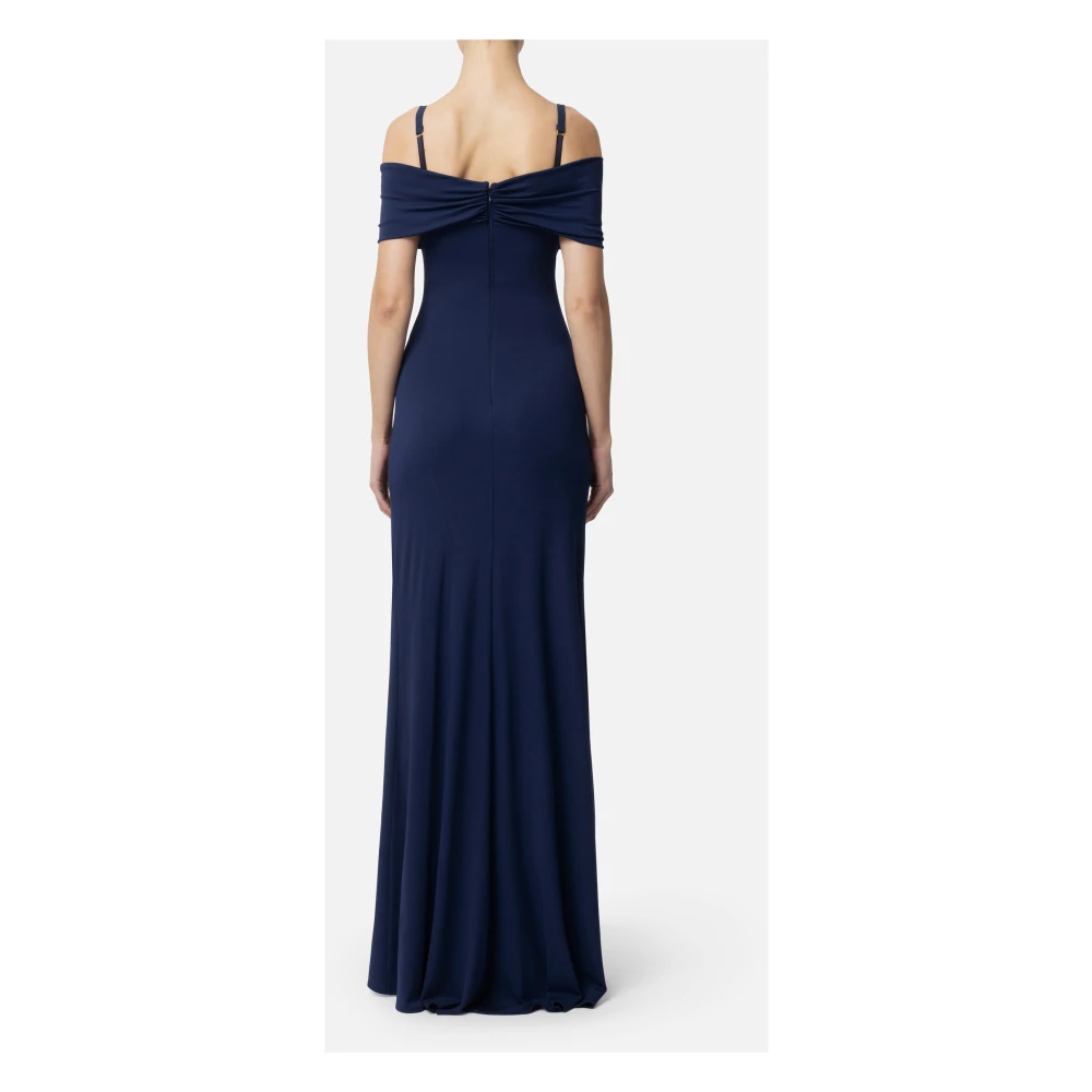 Elisabetta Franchi Blauwe Avondjurk met Korsetstijl Blue Dames