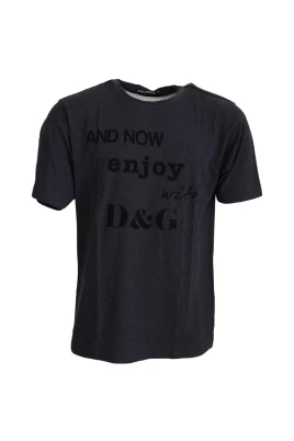 Grå Motivtryck Crew Neck T-shirt