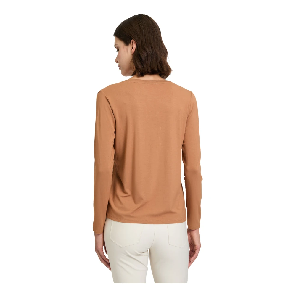 Betty Barclay Feminine Jersey Blouse Shirt Brown Dames