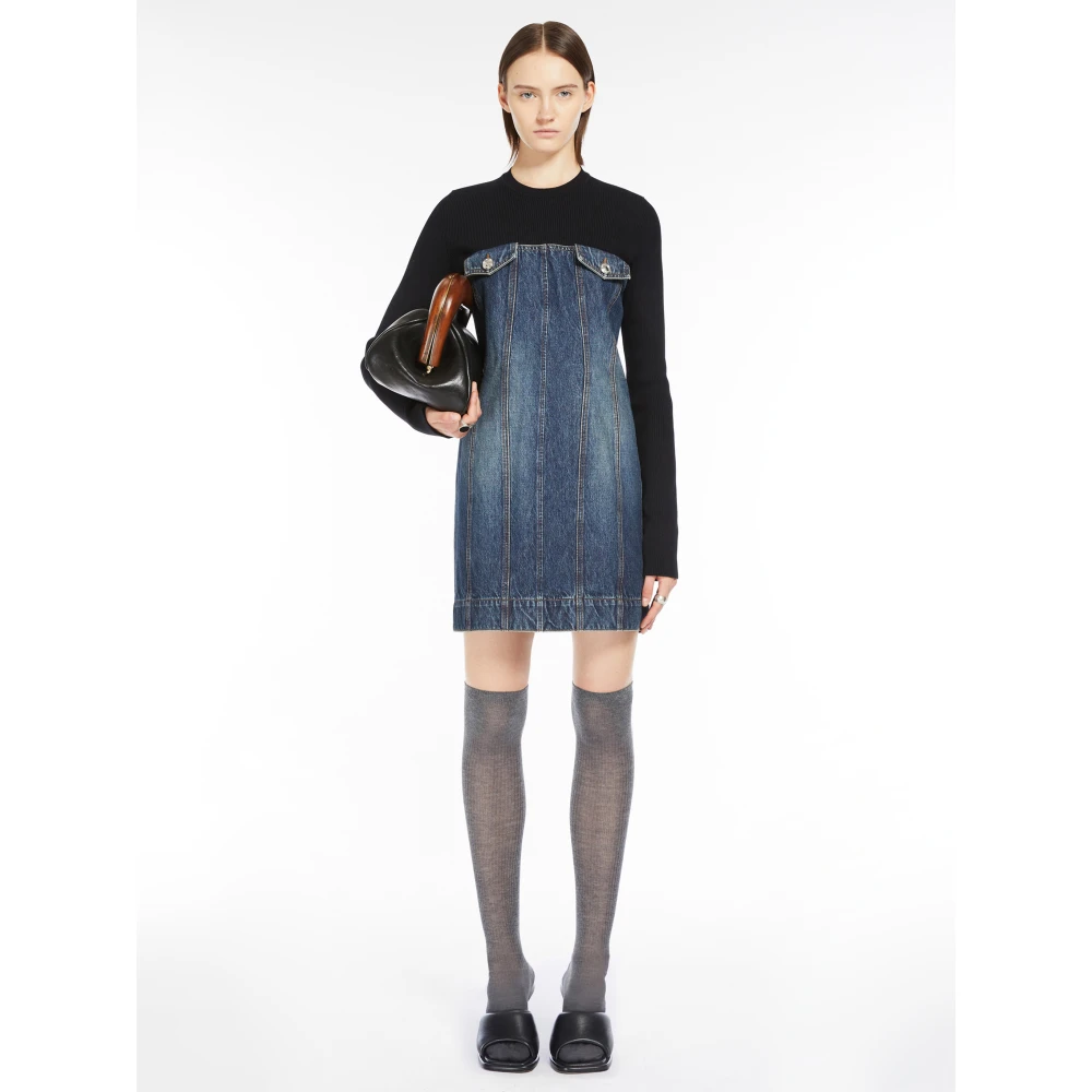SPORTMAX Blauwe Denim Katoenen Jurk Italië Gemaakt Blue Dames