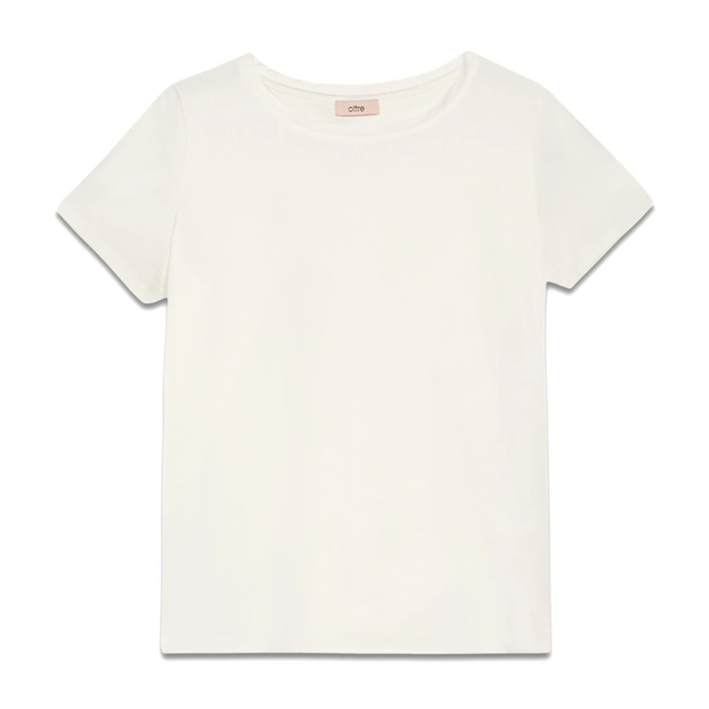 Oltre T-shirt gemaakt van twee verschillende materialen White Dames