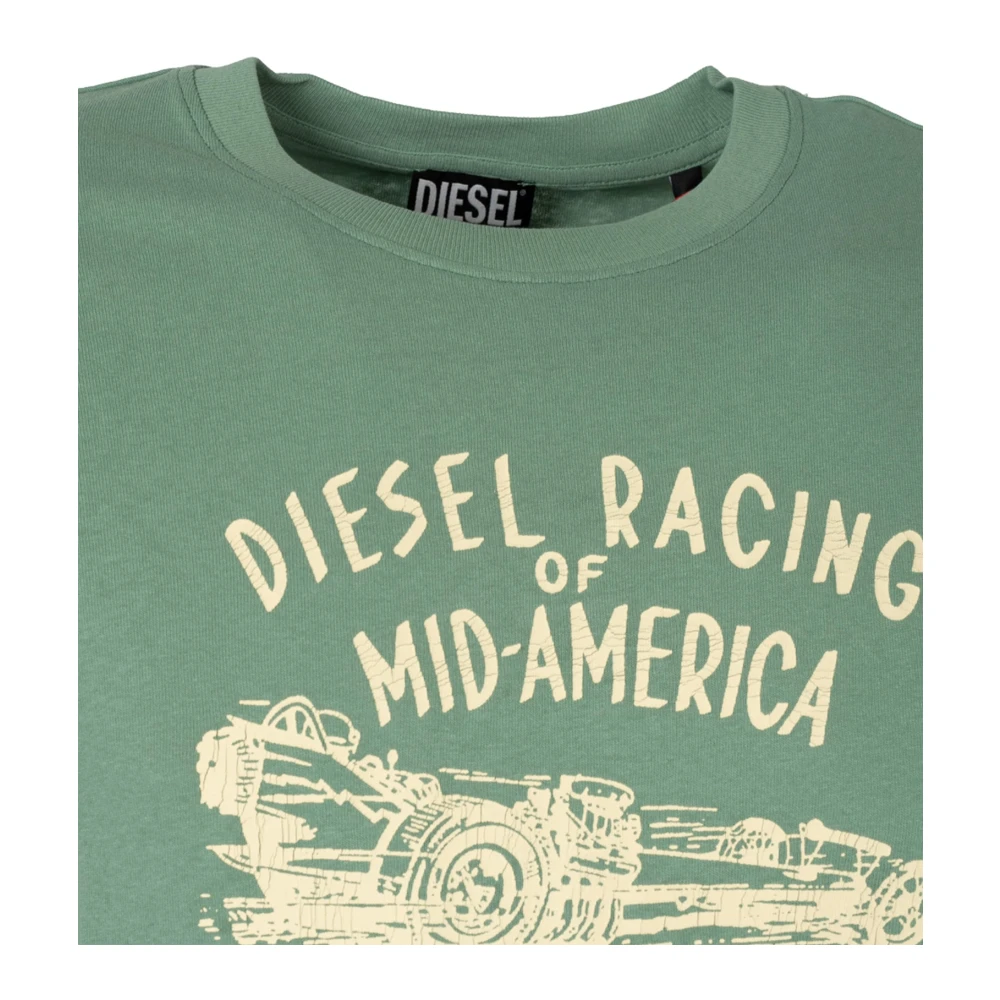 Diesel Minimalistische Halslijn T-Shirt Green Heren