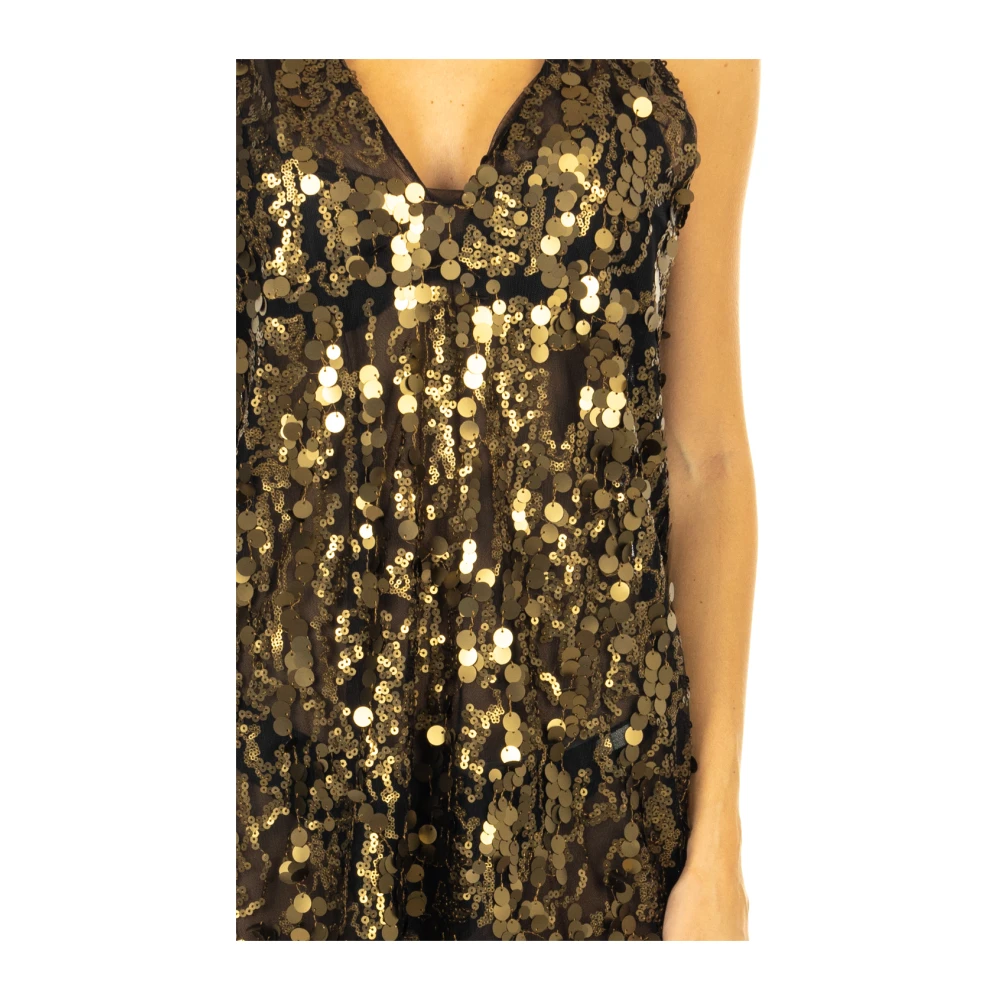 Alpha Studio Bruine V-hals Mini Jurk Brown Dames