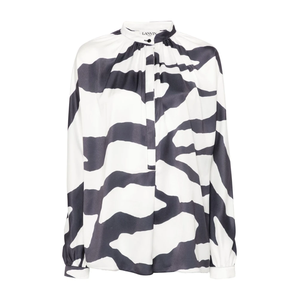 Lanvin Grafische Print Blouse met Japanse Inkt White Dames
