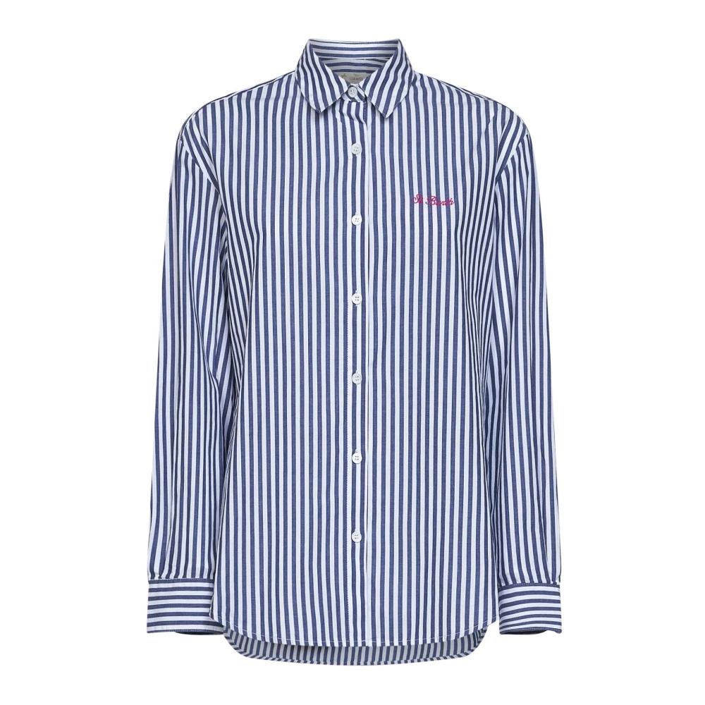 Mc2 Saint Barth Blue Shirts, Female, M, Brigitte Seersucker Shirt