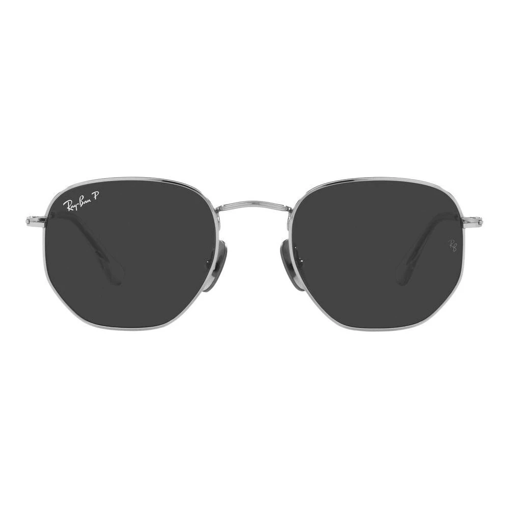 Ray-Ban Men's Black Hexagonal Polarized Sunglasses Medium