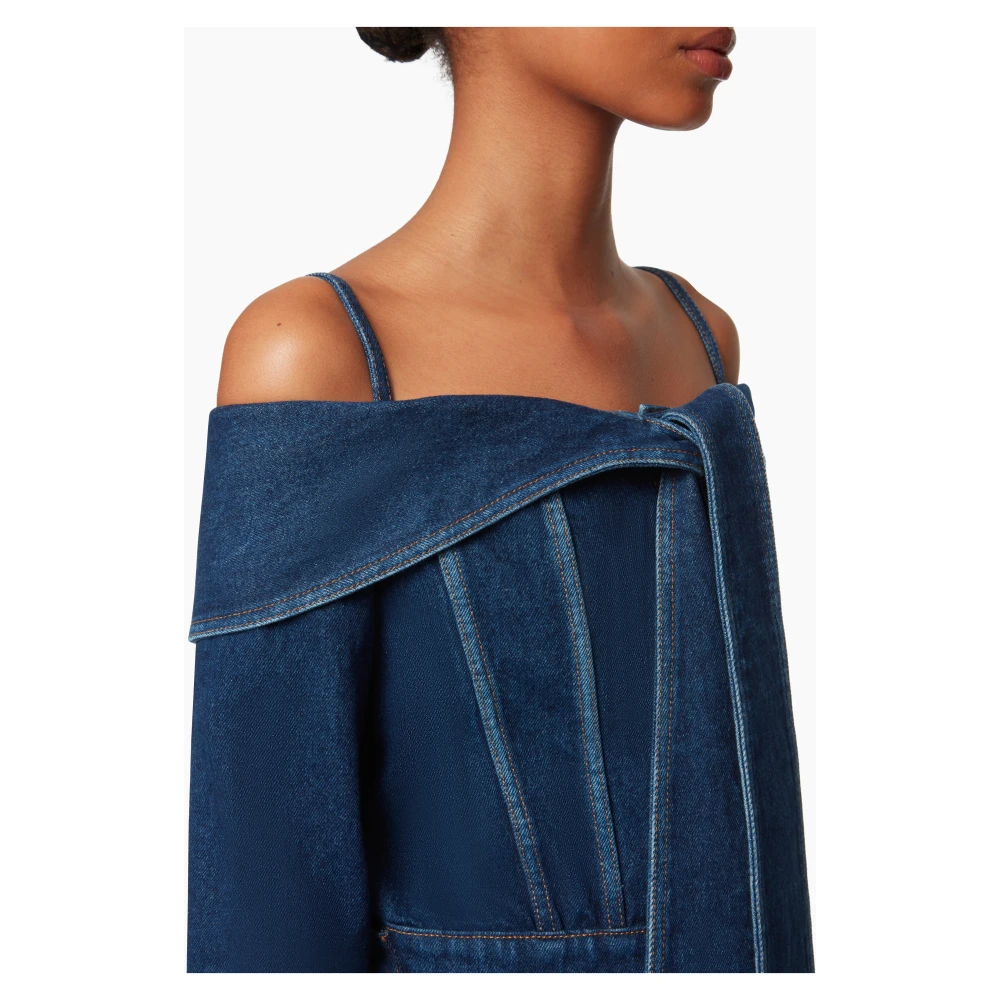 Nina Ricci Off Shoulder Denim Blue Dames