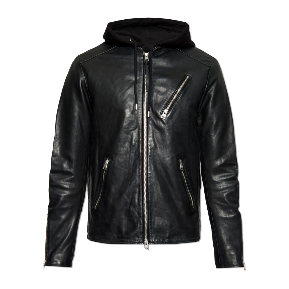 AllSaints Leren jas Harwood Black Heren