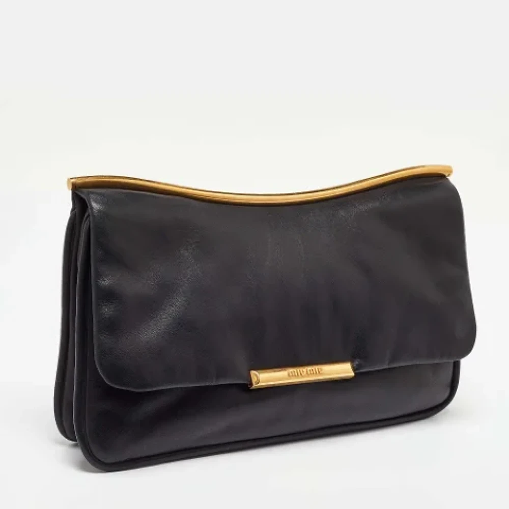 Miu Pre-owned Leather clutches Black Dames