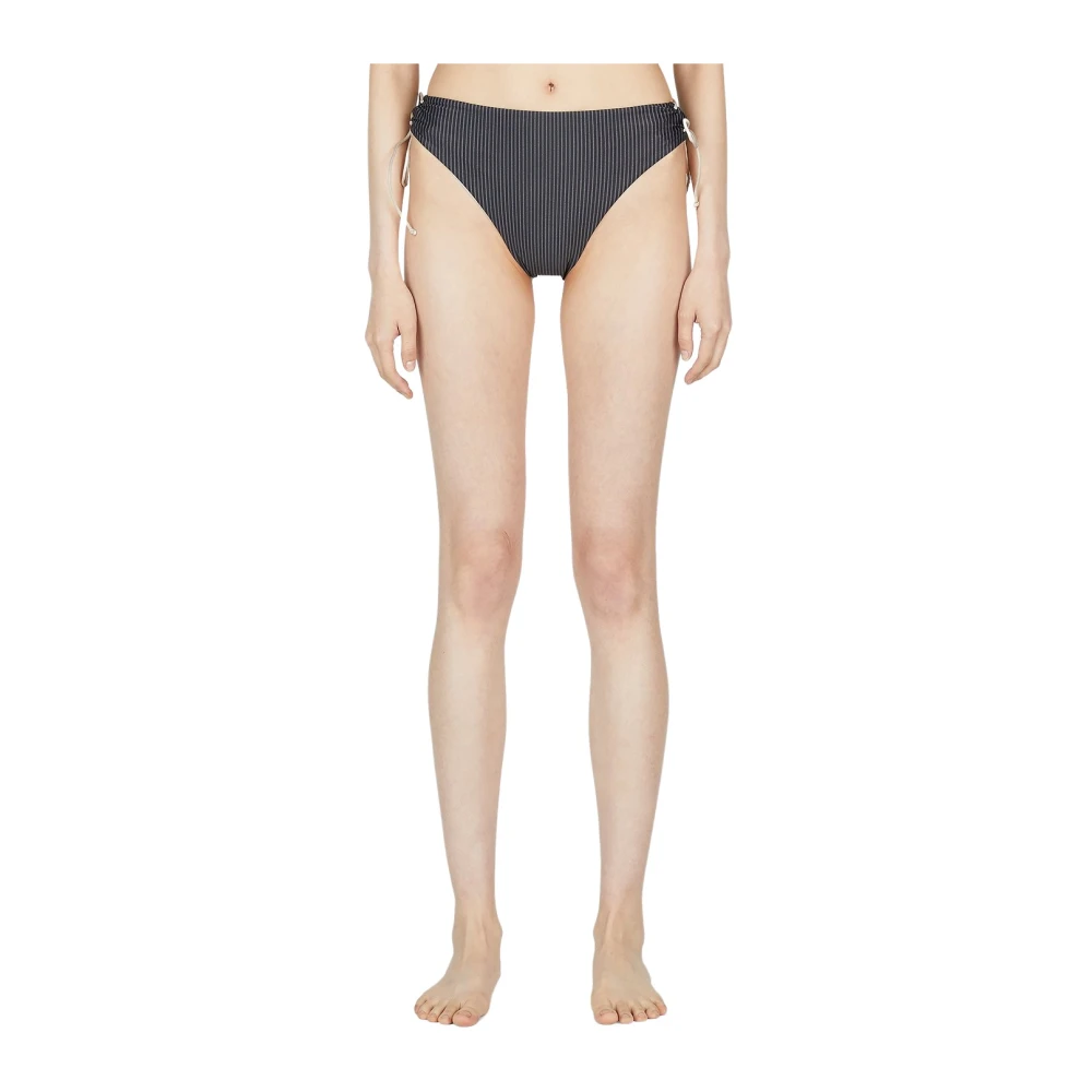 Ziah Women's Gray Striped Self-Tie Bikini Bottoms - Bikinis - Xs - Swimwear