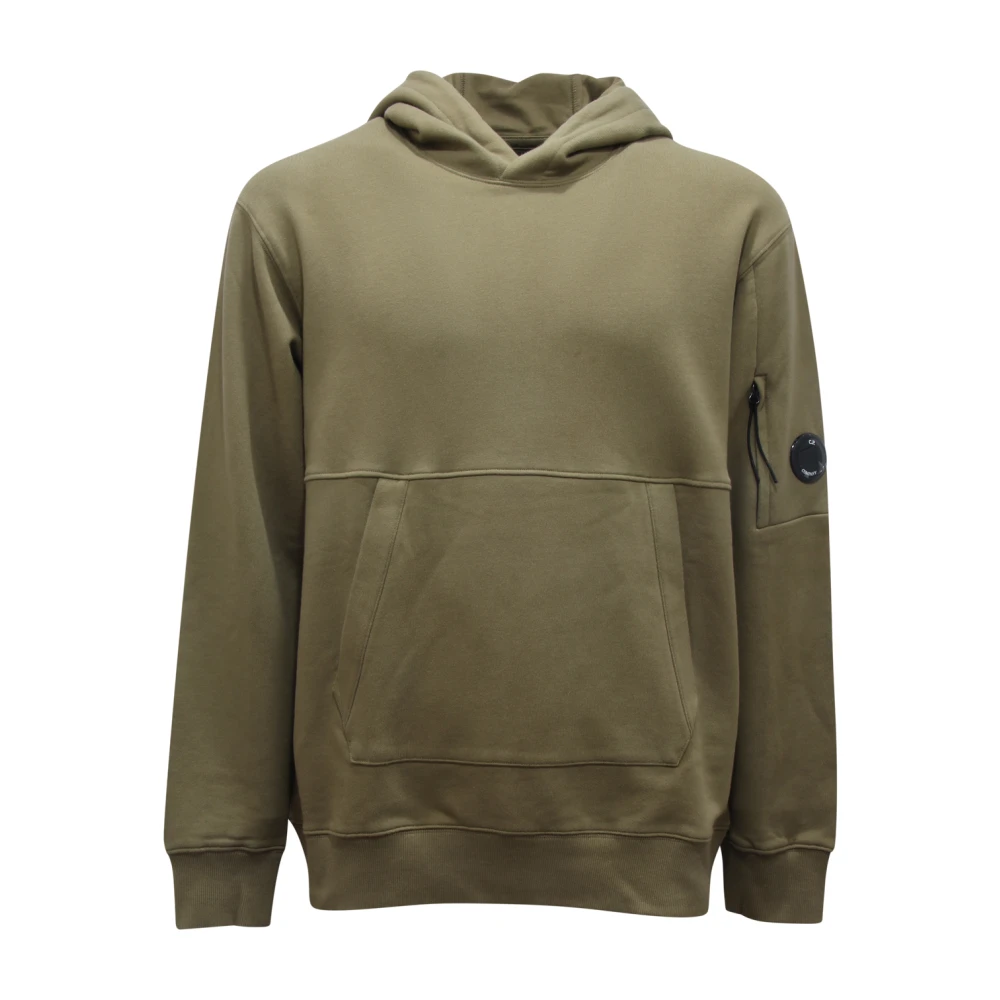 C.p. Company Men's Green Hoodies, Xl, Diagonal Raised Fleece Lens Hoodie
