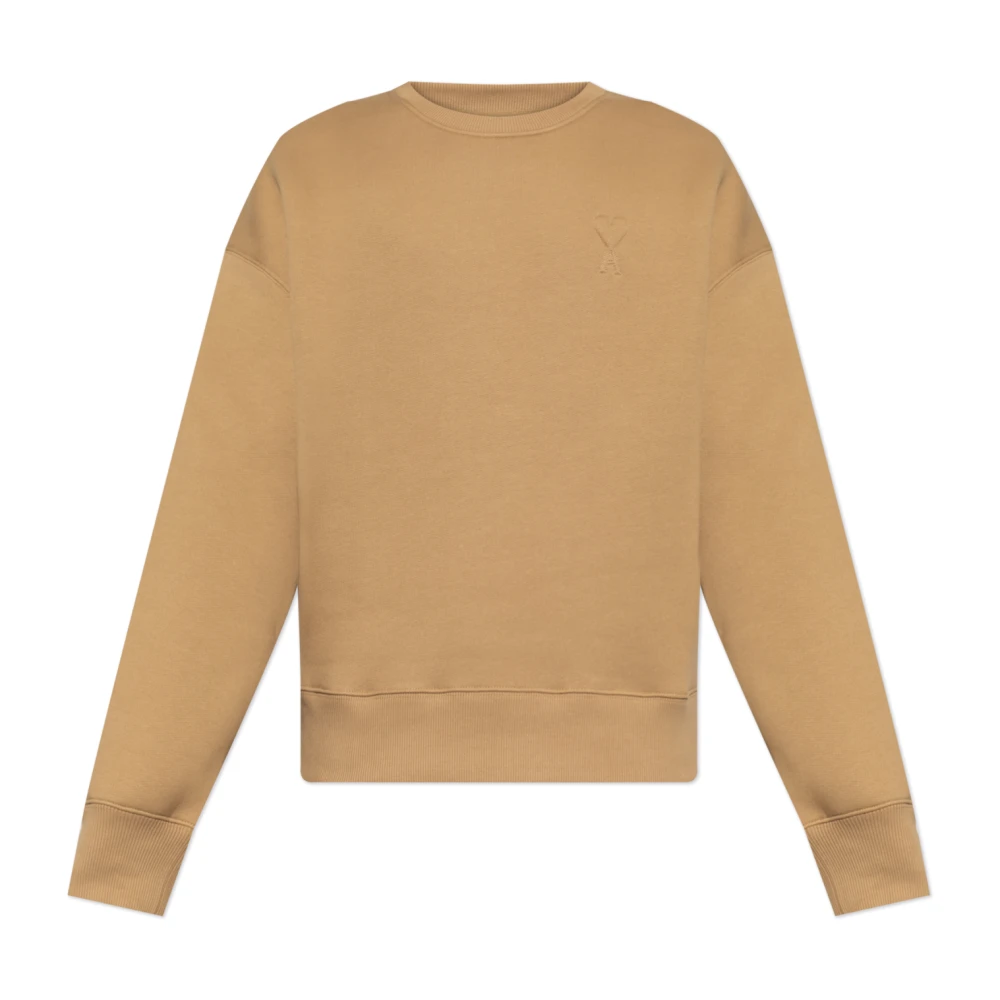 Ami Paris Unisex Beige Felpa Con Logo