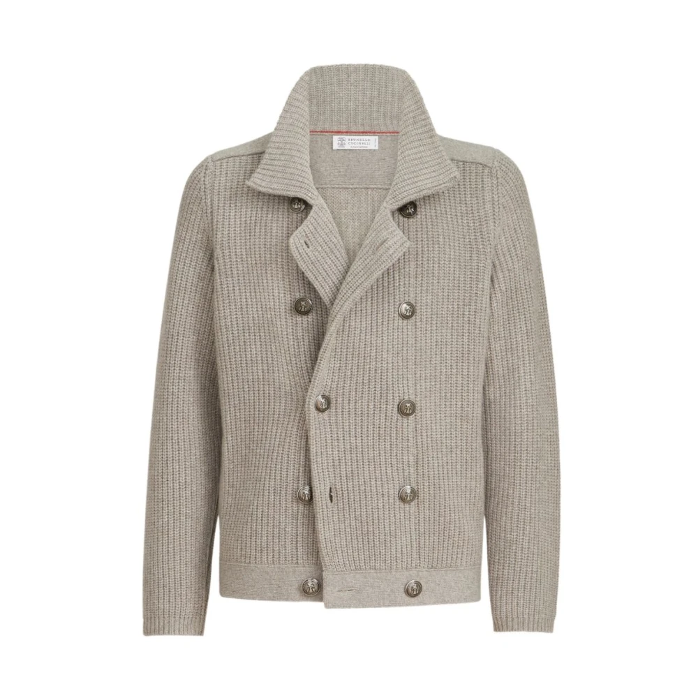 Brunello Cucinelli Notch-Lapel Cardigan - Male - Cashmere Knitwear - Gray - L - Knitwear