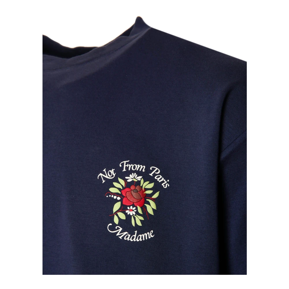 Drole de Monsieur Bloemen Slogan T-shirt Oversized Fit Blue Heren