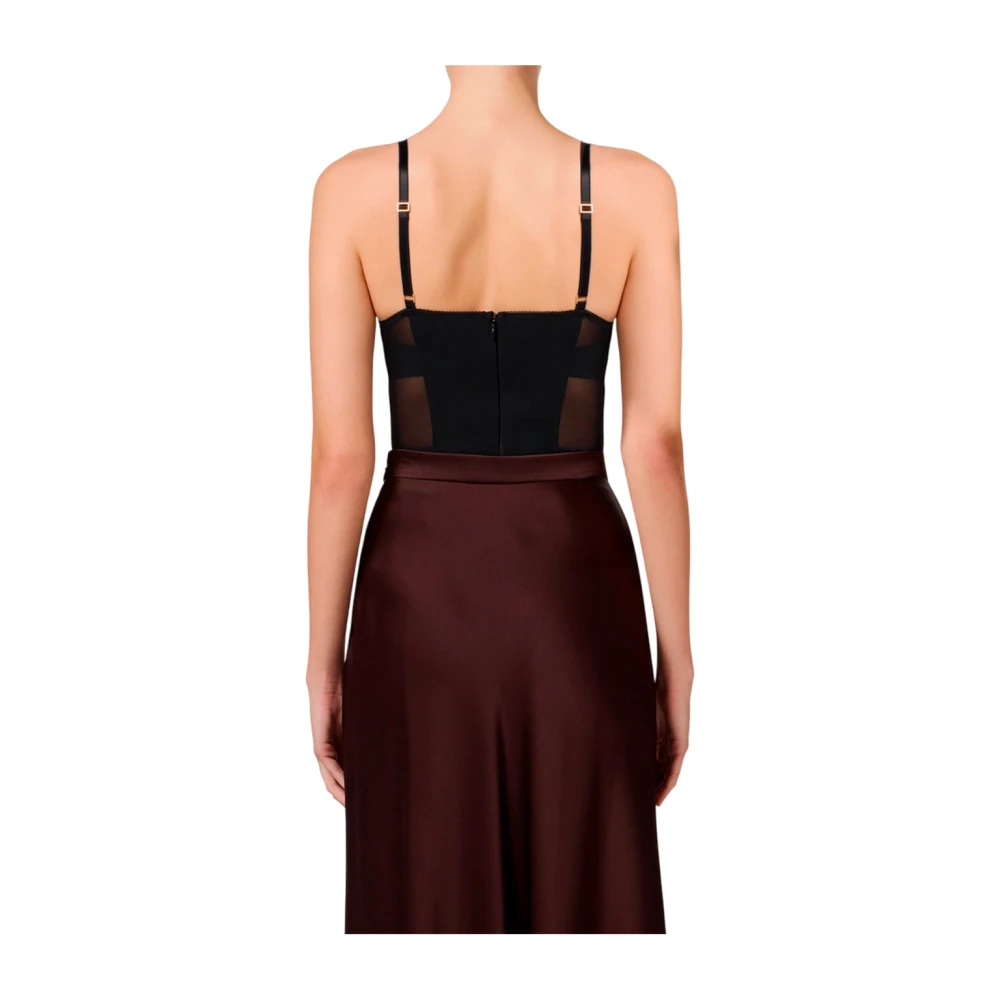 Elisabetta Franchi Gesculpteerd Bustier Lingerie met Doorschijnende Details Black Dames