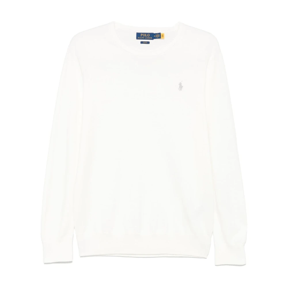 Polo Ralph Lauren Men's White Round-Neck Knitwear, S, Round-Neck Knitwear