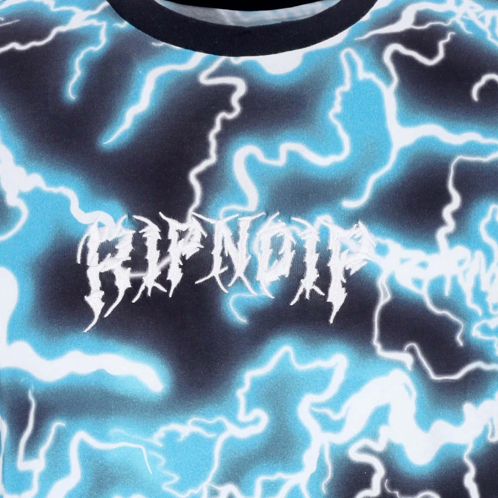 Ripndip Geborduurde Bliksem Tee Zwart Blauw Multicolor Heren