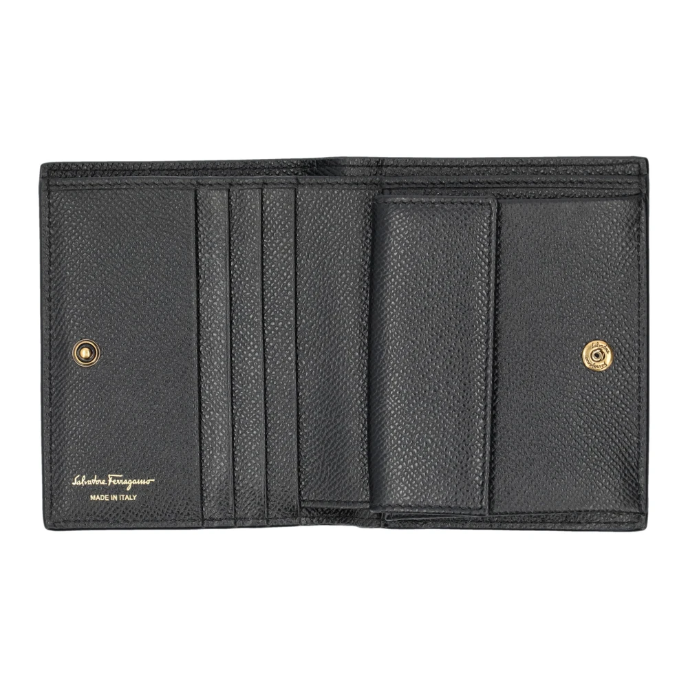 Salvatore Ferragamo Zwarte Gancini Bifold Portemonnee Accessoires Black Dames