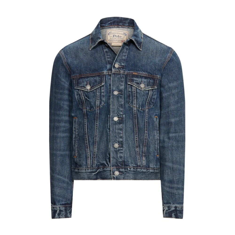 Ralph Lauren Men's Blue Denim Jackets, L, Faded Denim Trucker Jacket