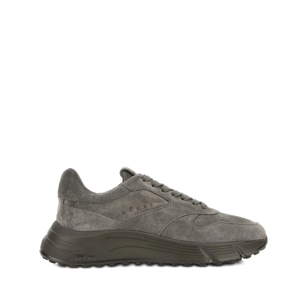 Hogan Men's Grey Lace-Up Sneakers Leather Suede
