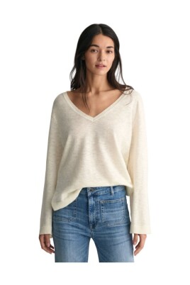 Christian Berg Woman Gebreide pullover van wol met V-hals in