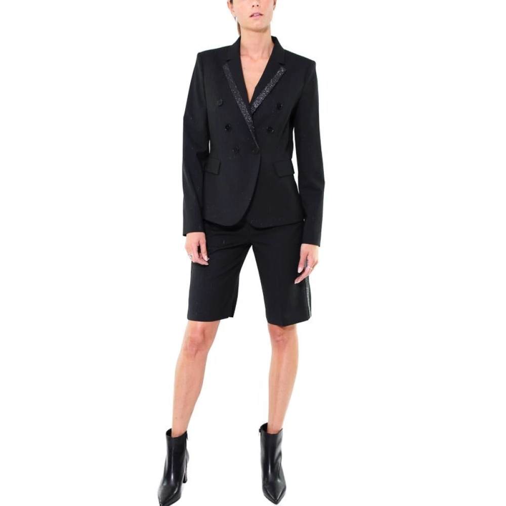 pinko Gestreepte Glitter Blazer Jas Zwart Black Dames