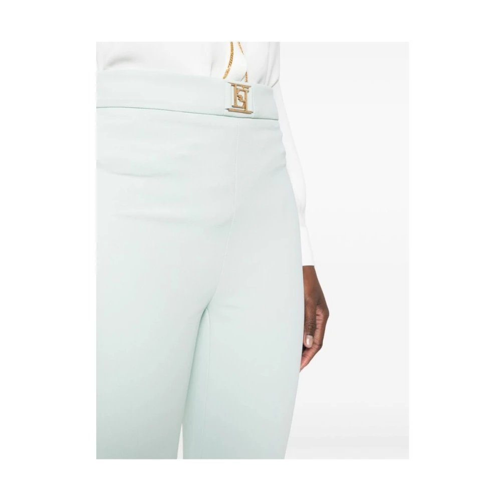 Elisabetta Franchi Blauwe Stretch Crepe Broek Blue Dames