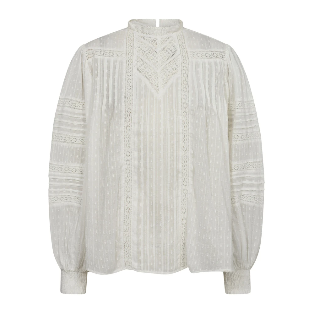 Co'Couture Kanten blouse met geborduurde details White Dames