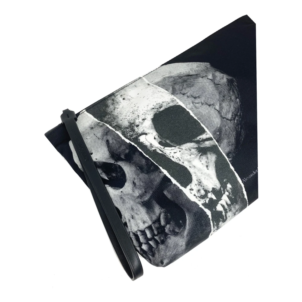 alexander mcqueen Stoffen Clutch Tas met Skull Print Black Heren