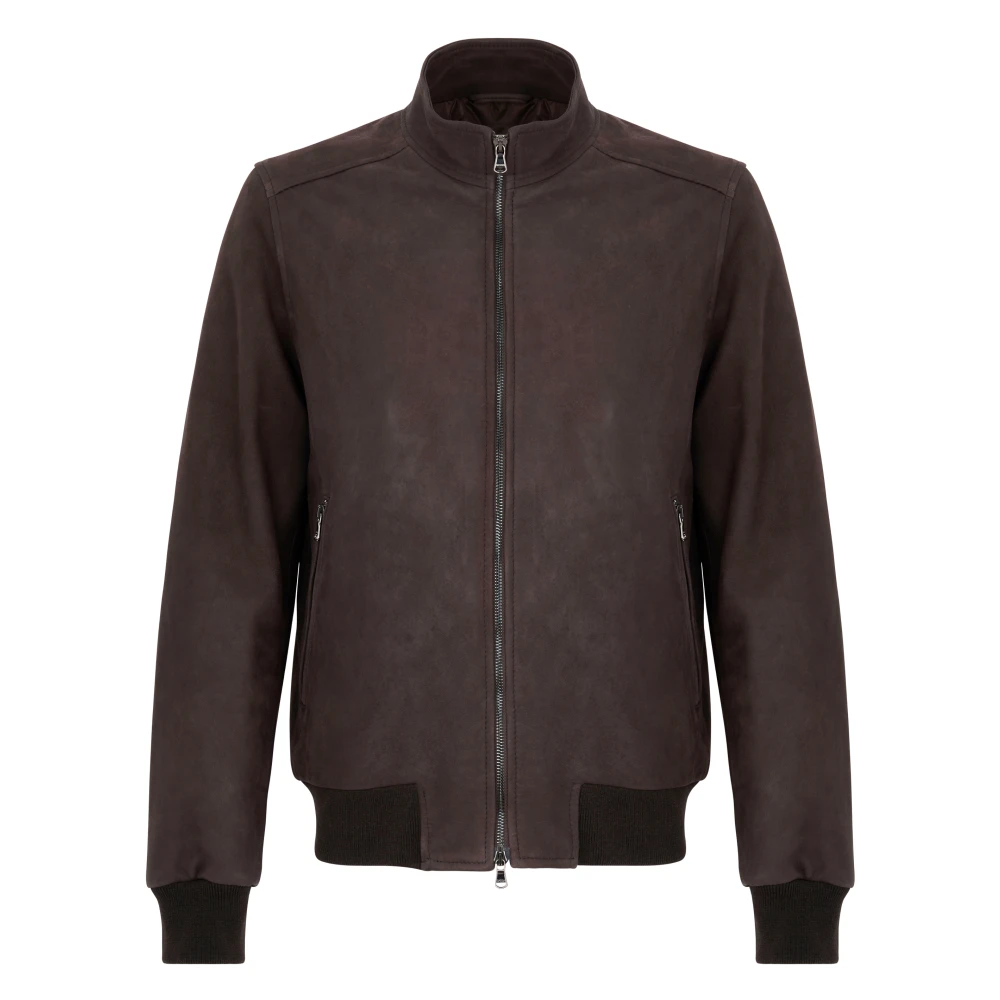 Barba Bruine Leren Jas met Unieke Kenmerken Brown Heren