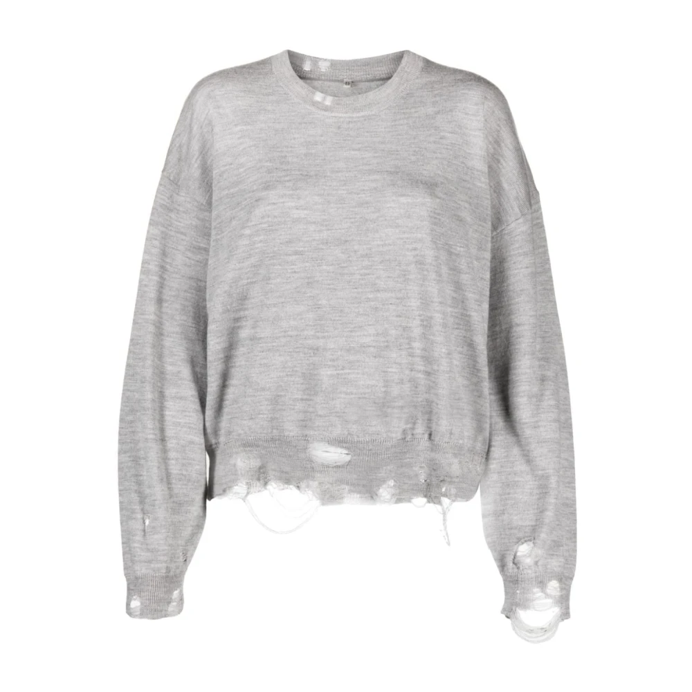 R13 Grijze Wollen Cropped Trui Gray Dames