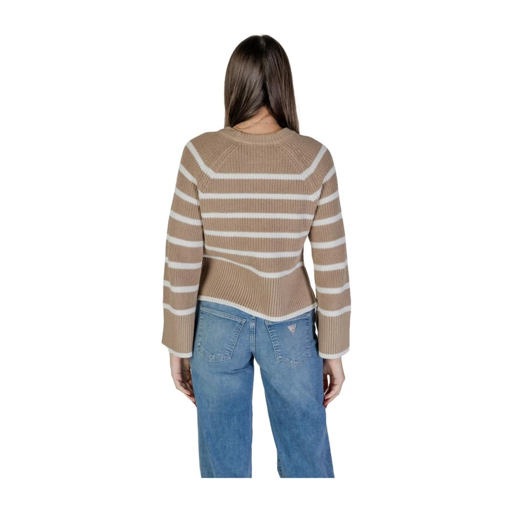 Vila Beige Crew Neck Katoenen Sweatshirt Beige Dames
