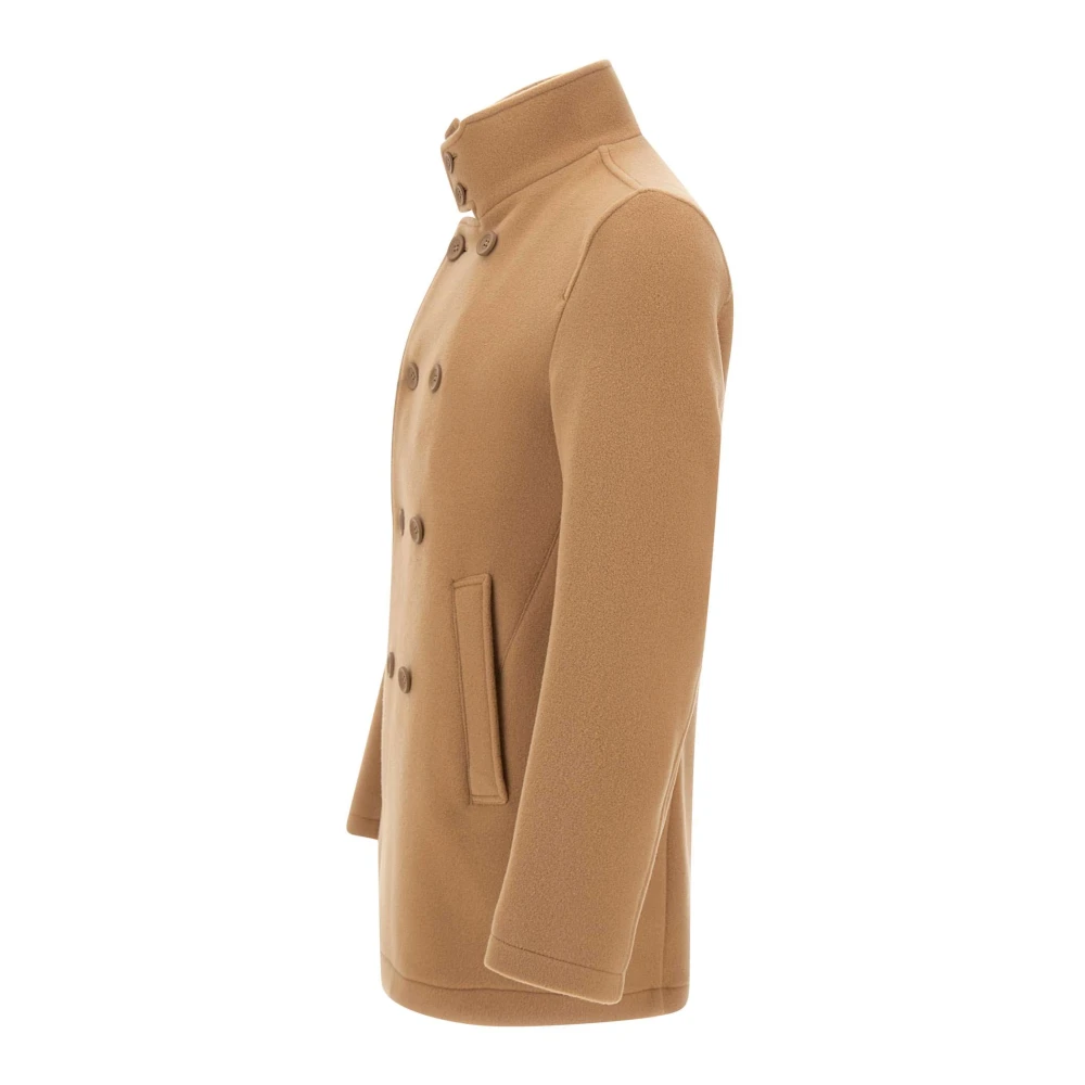 Herno Kameelwollen Jas Dubbelborstig Warm Beige Heren