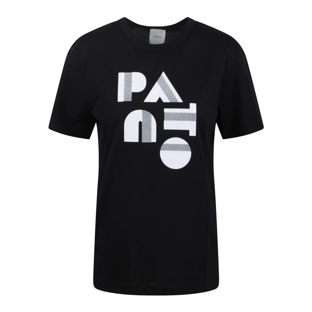 Patou Art Deco Logo Print T-shirt Black Dames