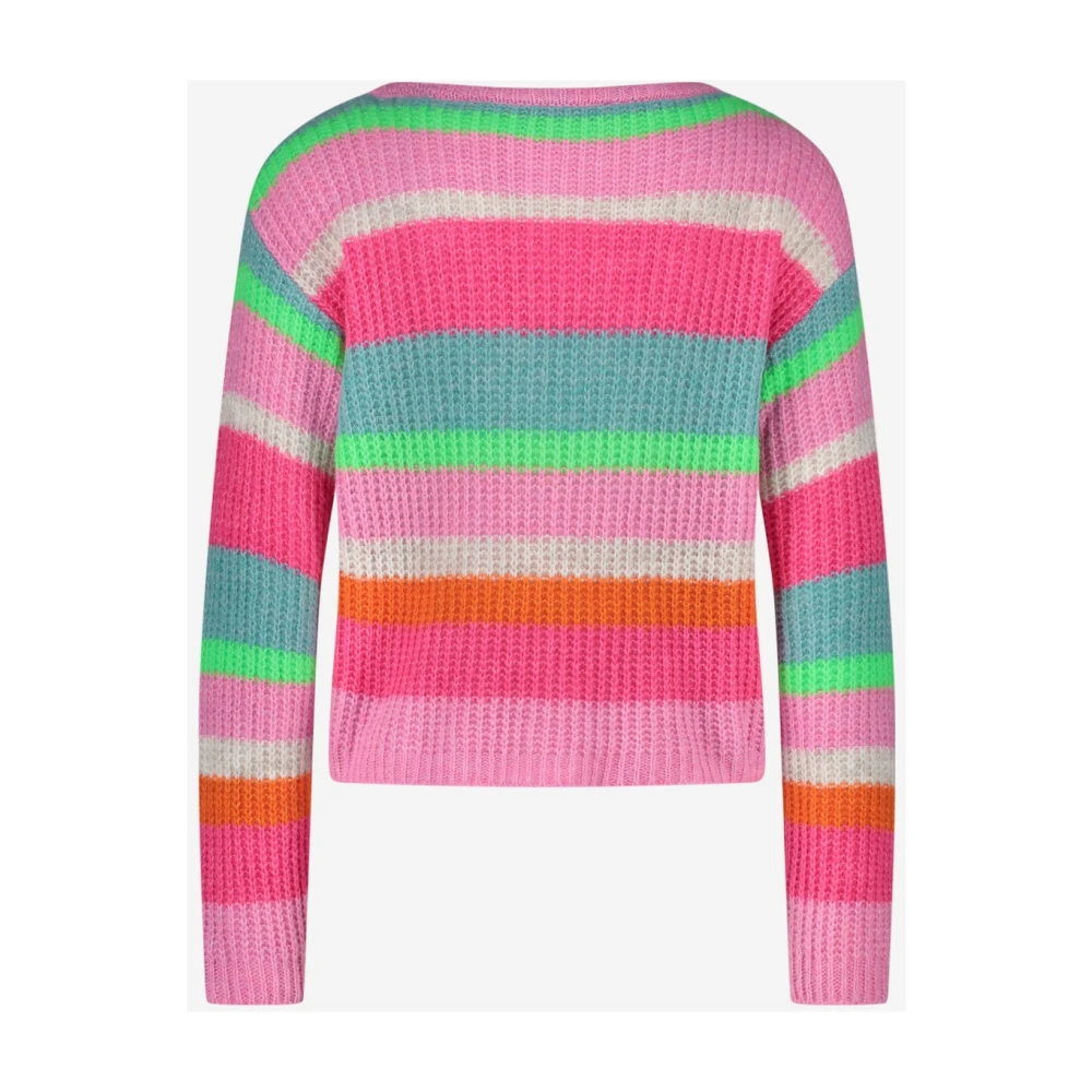 Jane Lushka Kleurrijke Stripe PU Pullover Multicolor Dames